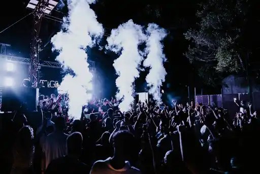 CO2 jets over the crowd at Cosmic Gate, Trainstation